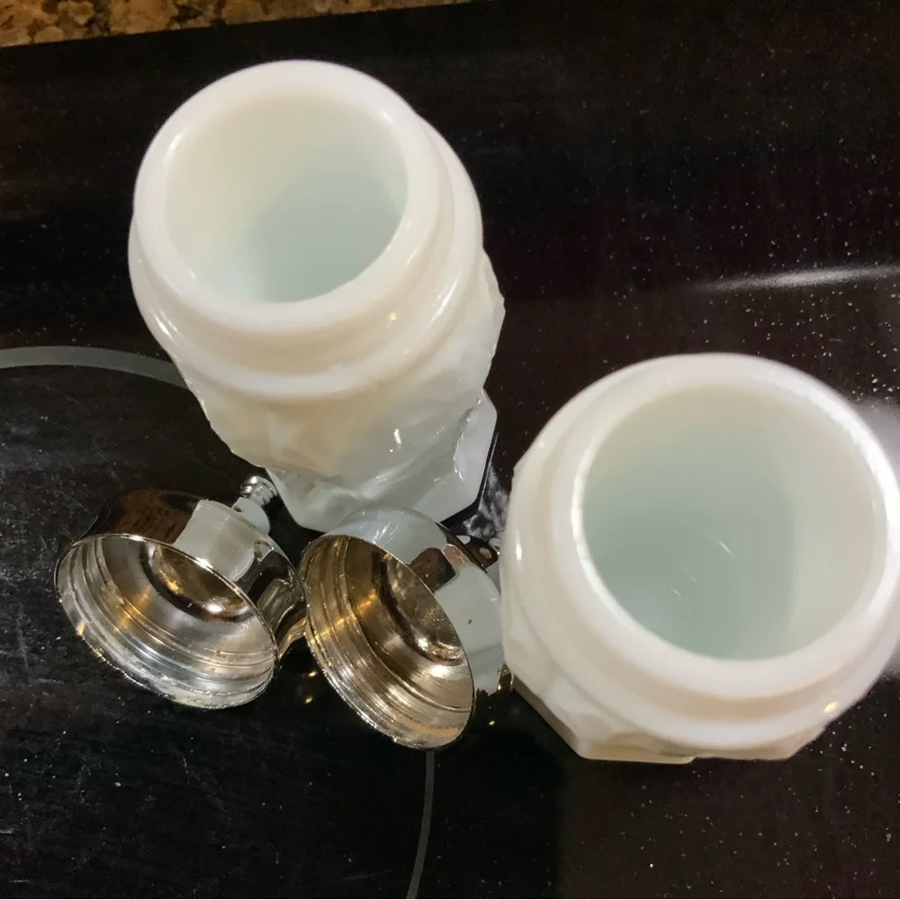 Salt and Pepper Shakers McKee Milk Glass Floral Vintage